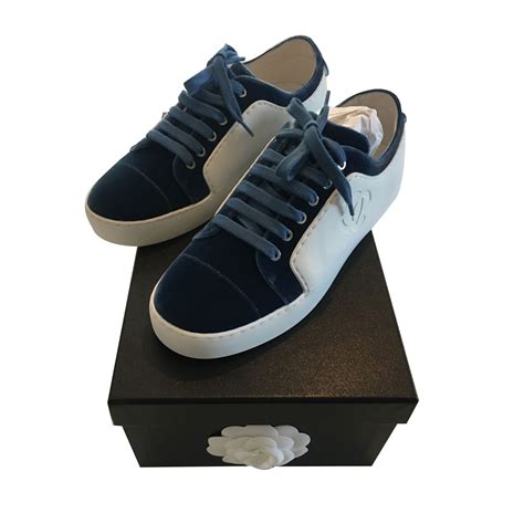 chanel sneakers blue velvet